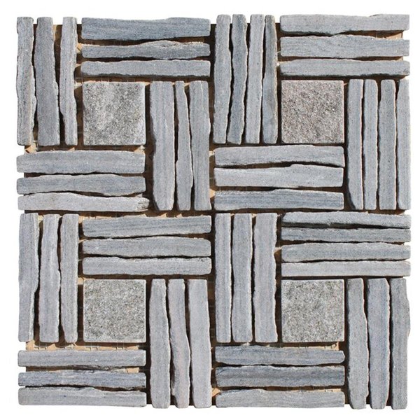 Intrend Tile Quartzite Basketweave Interlocked linear Mosaic Green LS011G